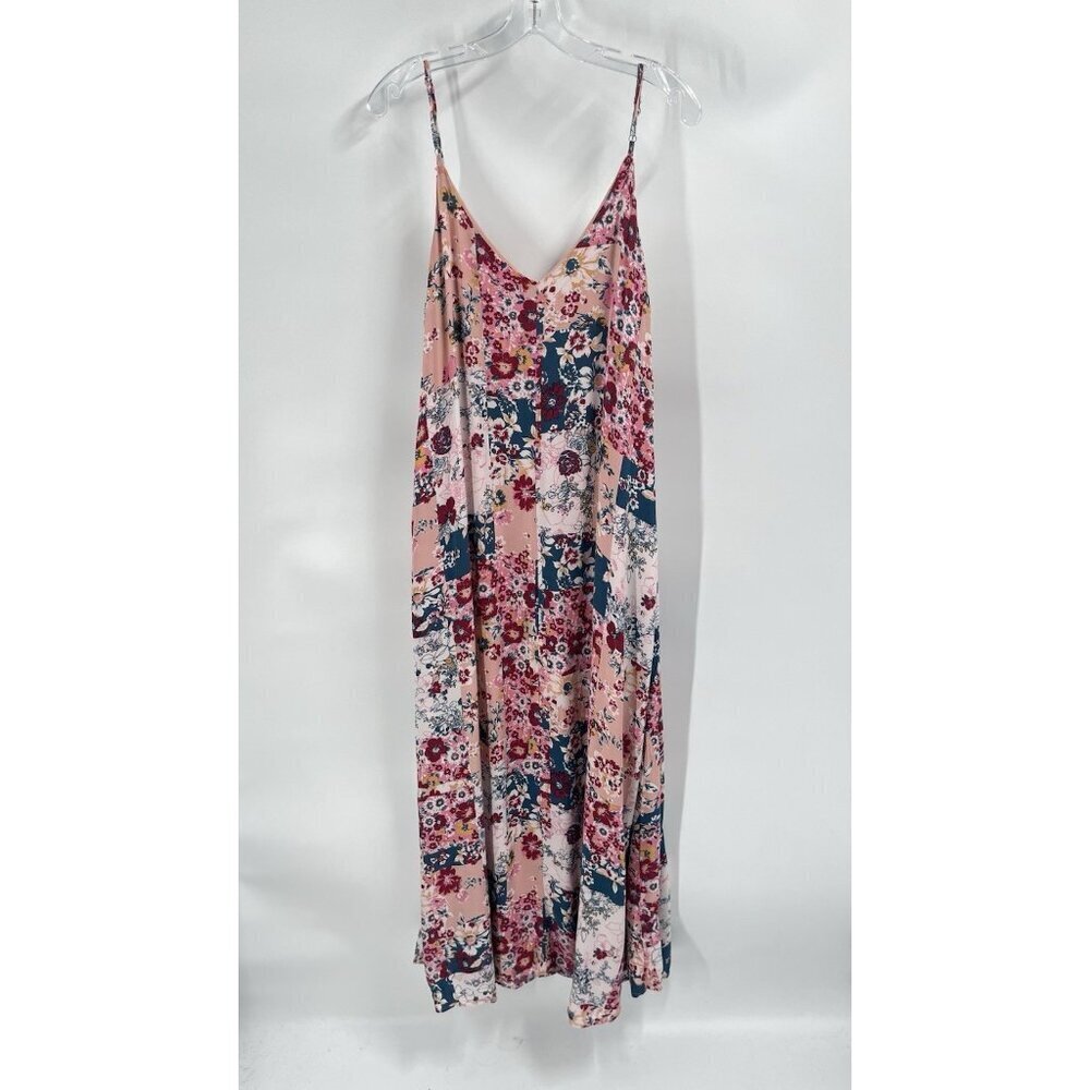 Savannah Jane Patchwork Maxi Slip Dress Floral Boho Pink Sz Large - Picture 5 of 6